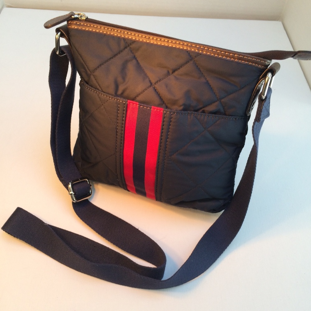 Bass Navy Quilted Fabric Cross body Bag
